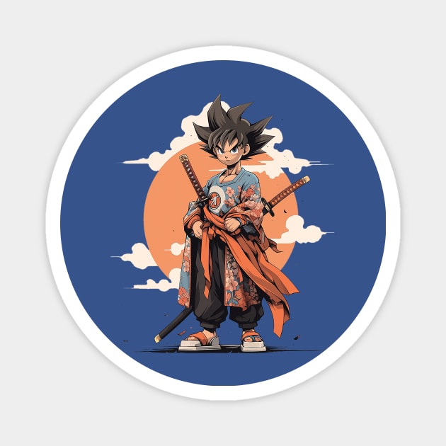 kid goku samurai Magnet by lets find pirate